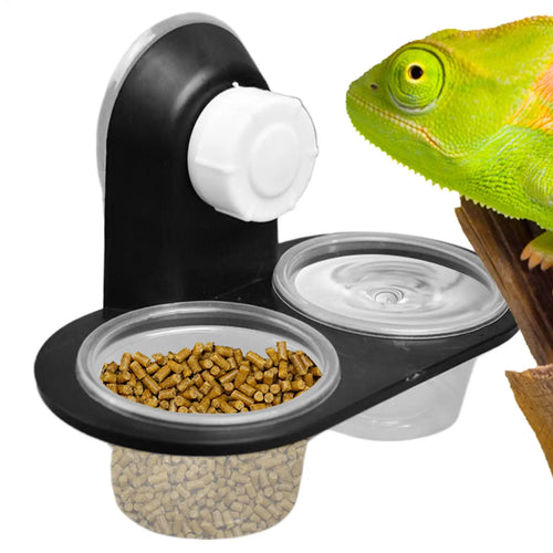 Gecko Feeding Dispenser — 4-Cup Ledge Tray for Reptiles & Amphibians