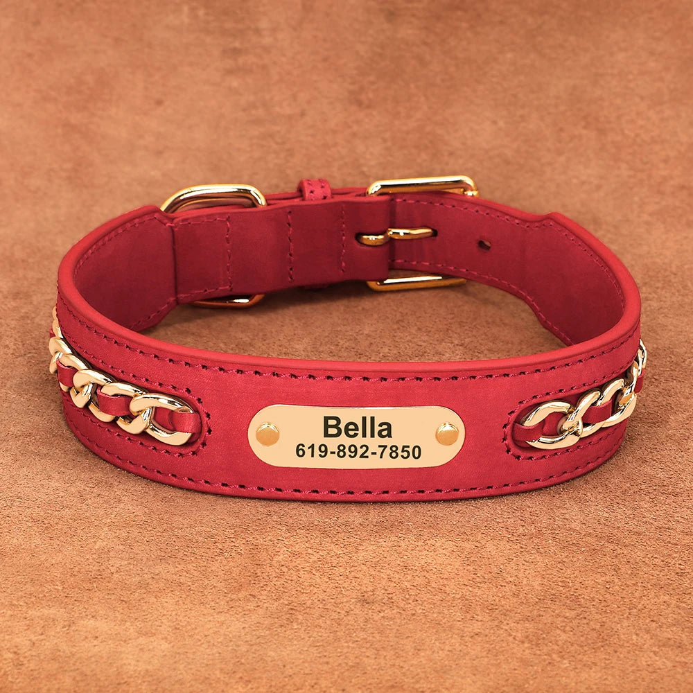 Custom Engraved Leather Dog Collar