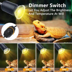Dimmable 50W UVA/UVB Reptile Heat Lamp — Simulated Sunlight for Turtles & Bearded Dragons