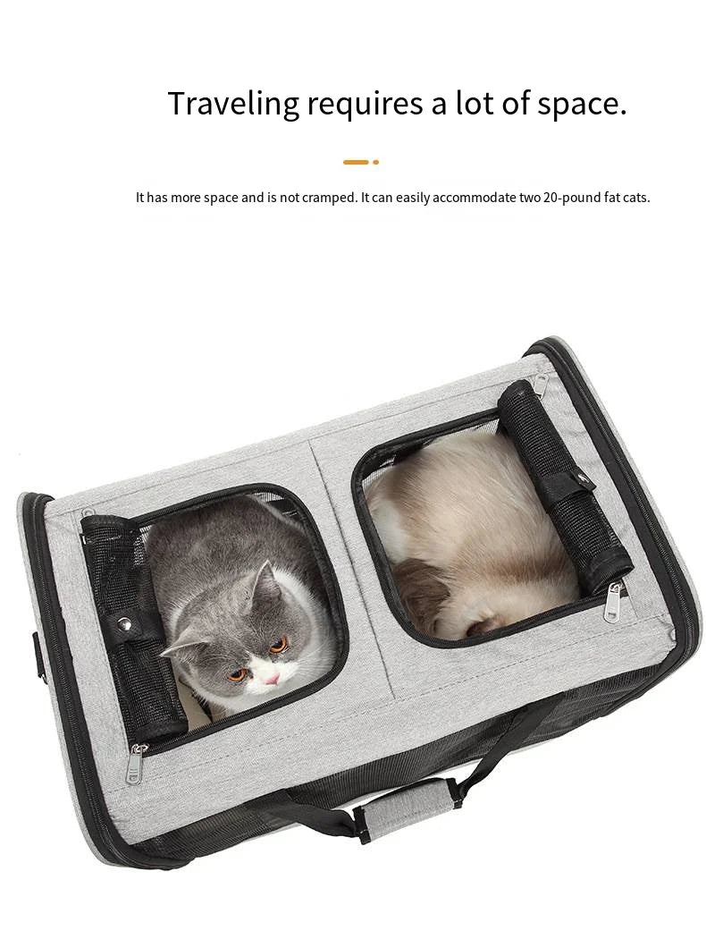 Double-Layer Pull-Out Pet Backpack with Single Shoulder & Handheld Straps for Cats & Dogs