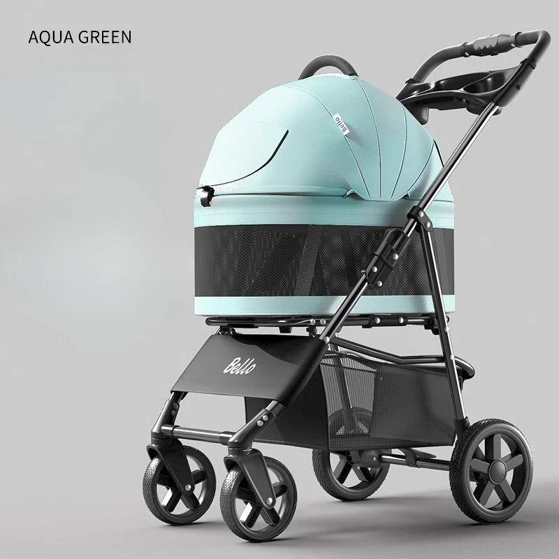 Ultra-Lightweight Foldable Pet Stroller with Detachable Carrier for Cats & Dogs