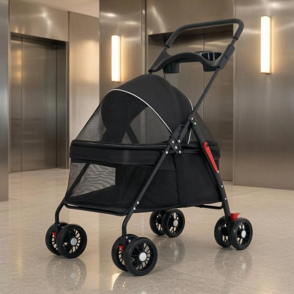 Foldable Compact Ventilated Lightweight Pet Stroller for Cats — Outdoor Walking & Travel