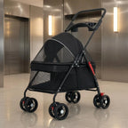 Foldable Compact Ventilated Lightweight Pet Stroller for Cats — Outdoor Walking & Travel