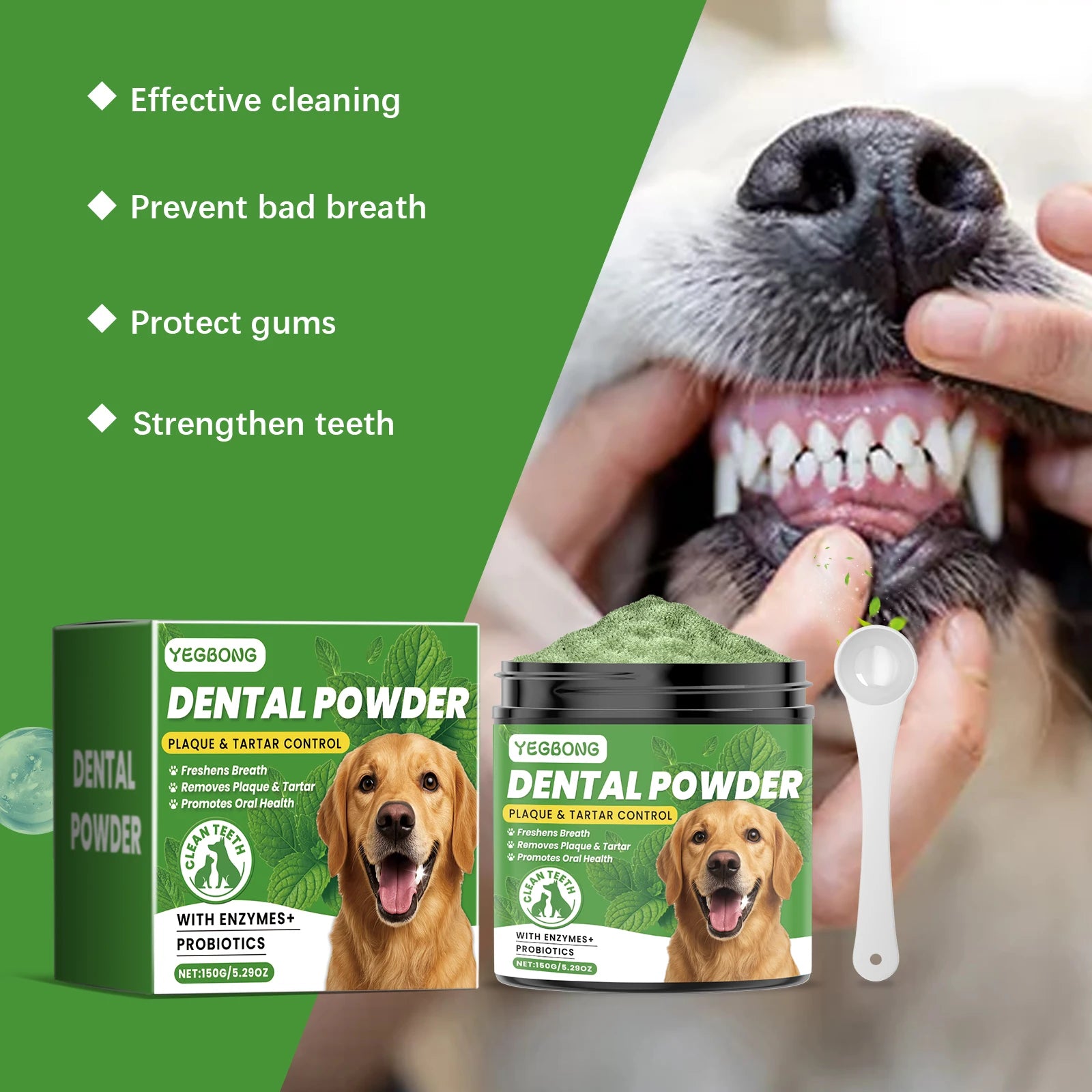 Dog & Cat Teeth Cleaning Powder — Removes Tartar, Stains & Bad Breath