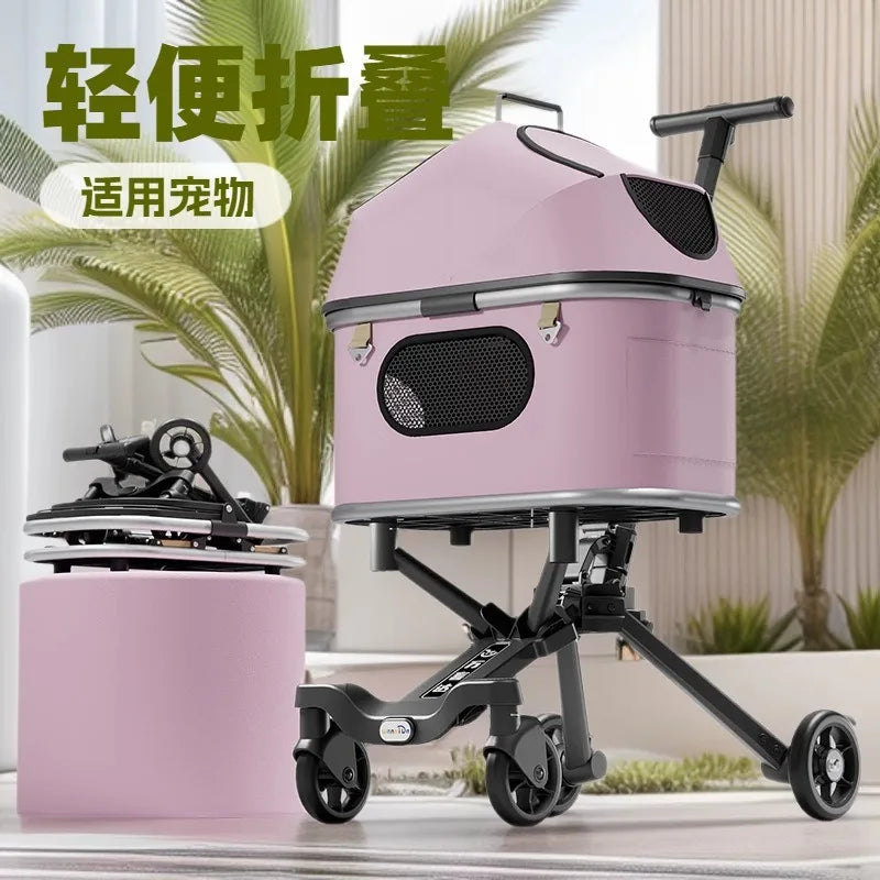Lightweight Foldable Detachable Cage Pet Stroller for Small Dogs & Cats