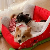 62cm Plush Christmas Sleigh Bed for Dogs & Cats (Washable)