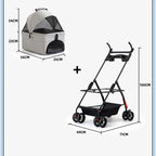 4-Wheel Foldable Dog & Cat Stroller with Cup Holder & Detachable Carrier