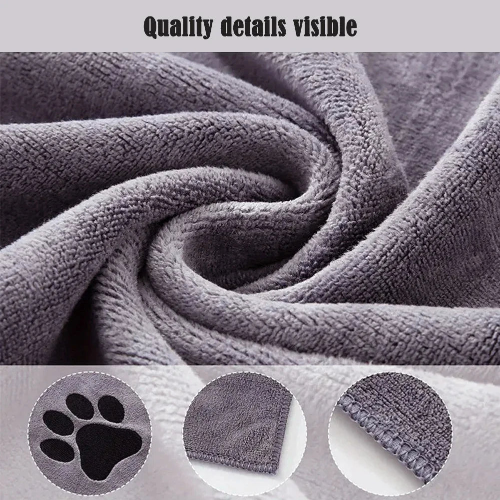 Microfiber Pet Bath Towel — Super-Absorbent, Two Sizes, Machine Washable
