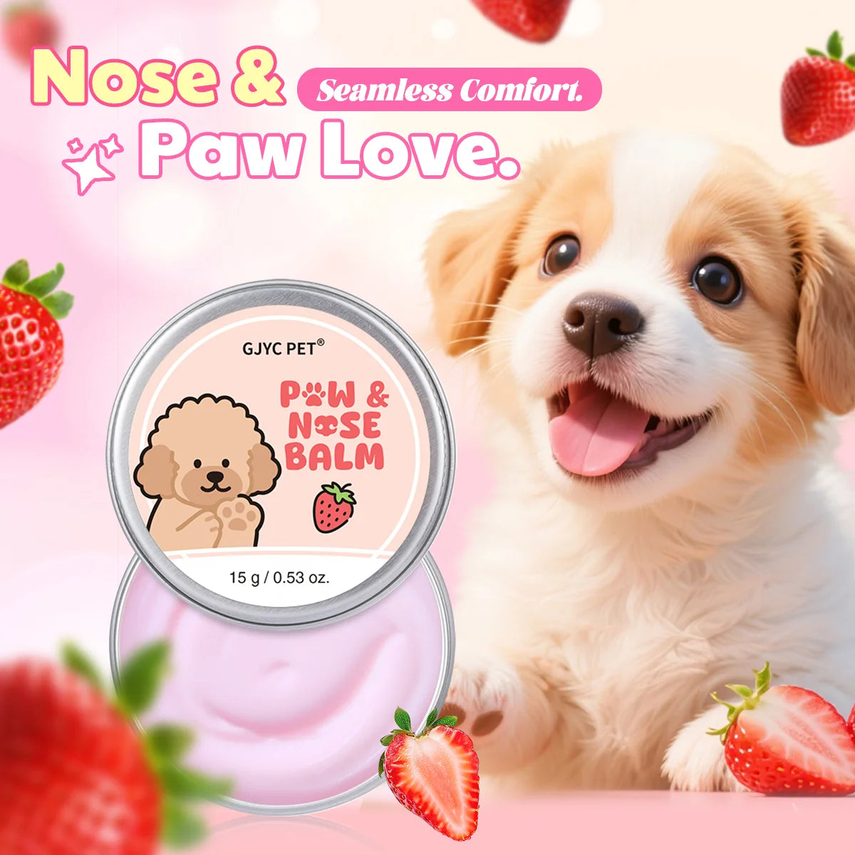 Strawberry Paw Balm for Dogs & Cats — Softens Cracked Pads