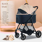 2026 Lightweight Foldable Pet Stroller with Detachable Small Cart for Dogs & Cats