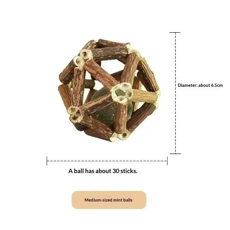 Natural Wood Knotweed Cat Teething Sticks — Sisal Rope & Raffia