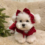 Puppy Bow Knot Princess Dress (Winter Warm Christmas Outfit)