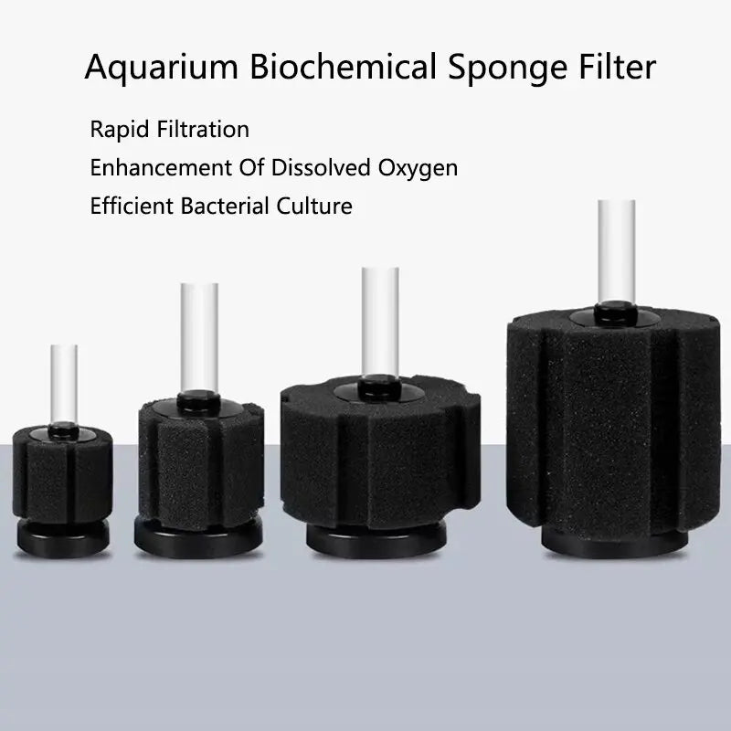 Black Bio Sponge Aquarium Filter (Air Pump Driven, Corner Skimmer, Bio Media)