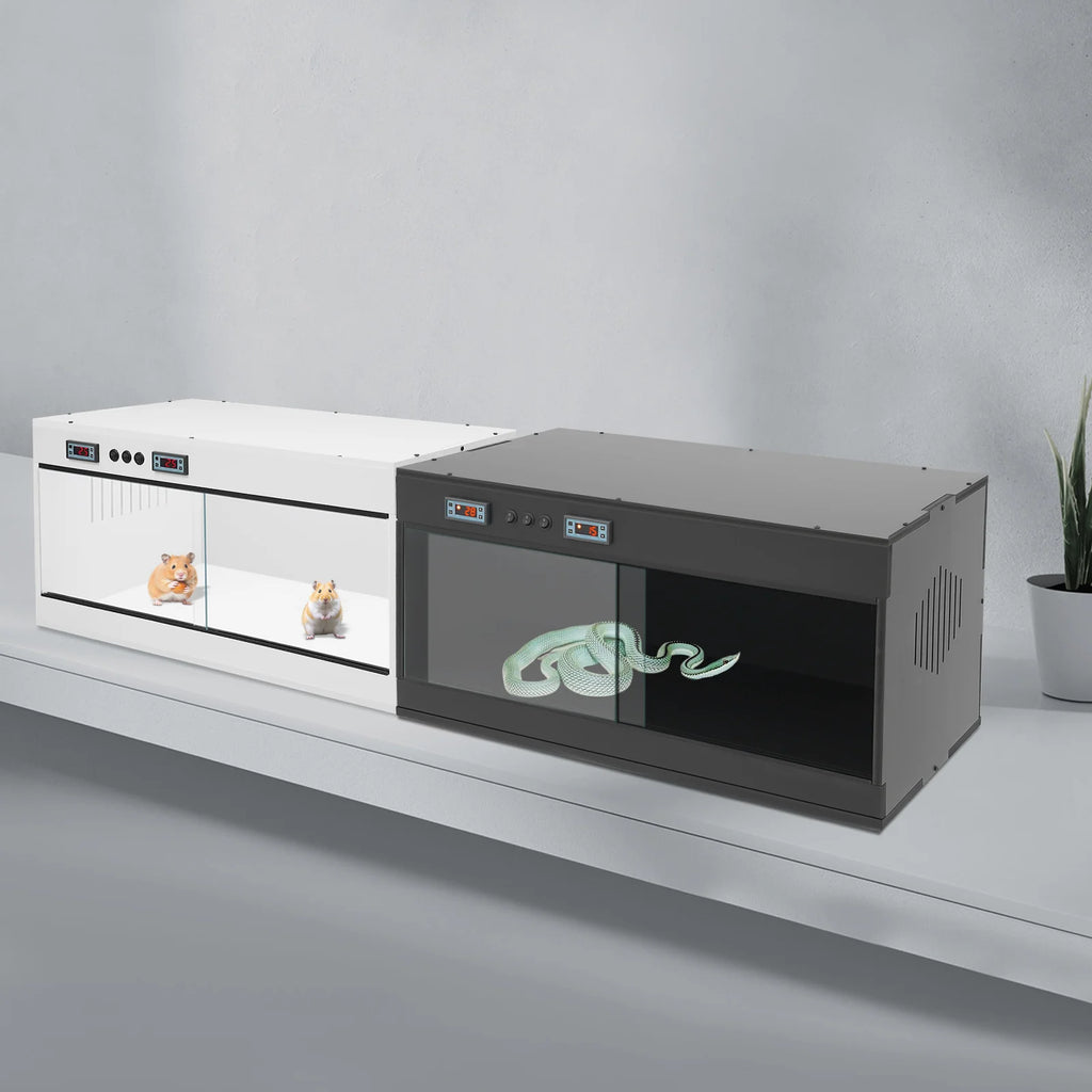 Large Reptile Terrarium — 80×40×40cm Habitat with Digital Thermostat & Sliding Glass Door
