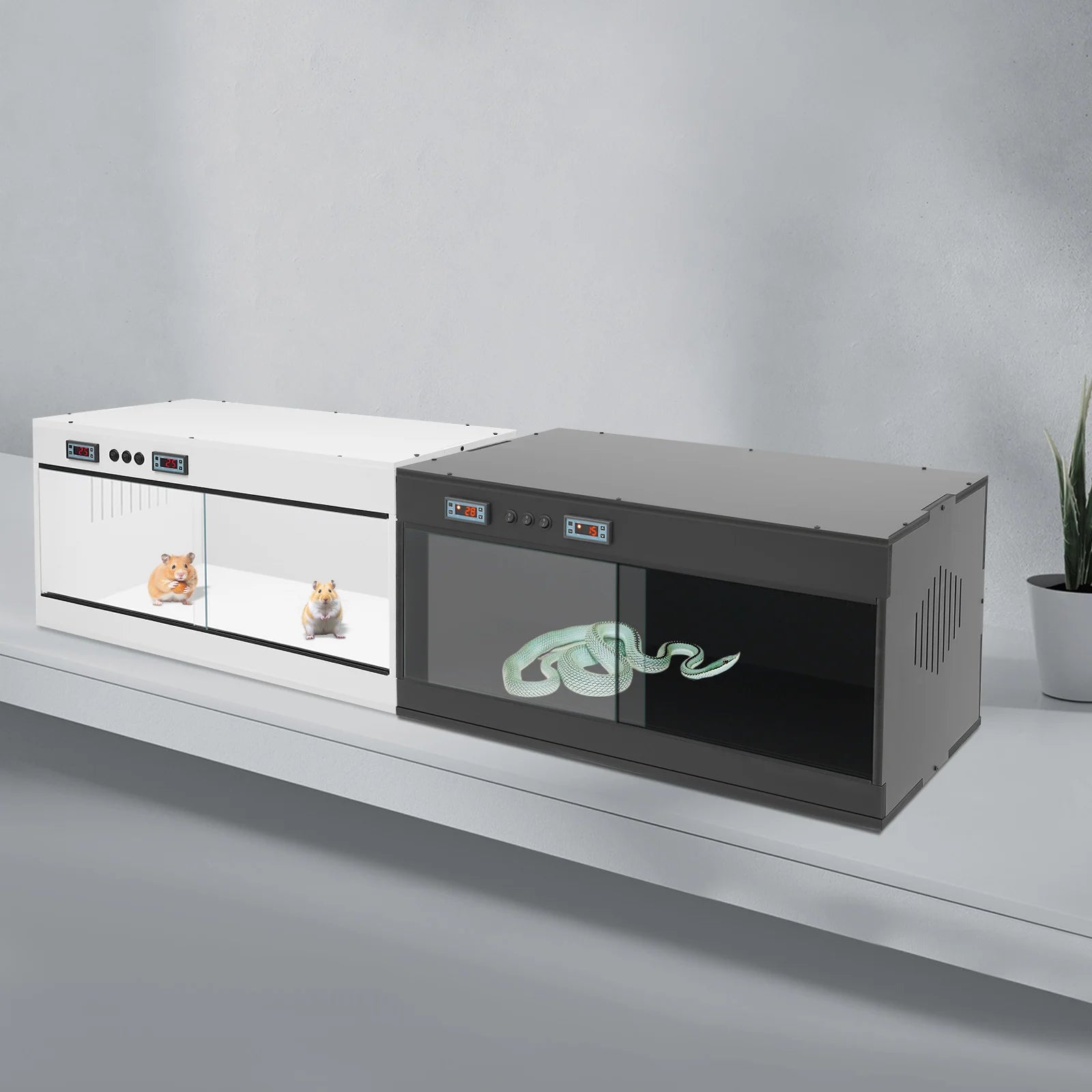 Large Reptile Terrarium — 80×40×40cm Habitat with Digital Thermostat & Sliding Glass Door