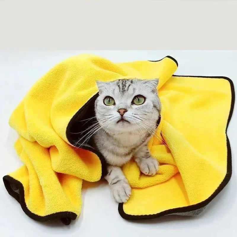 Super Absorbent Microfiber Pet Bath Towel — Quick-Drying, 4 Sizes