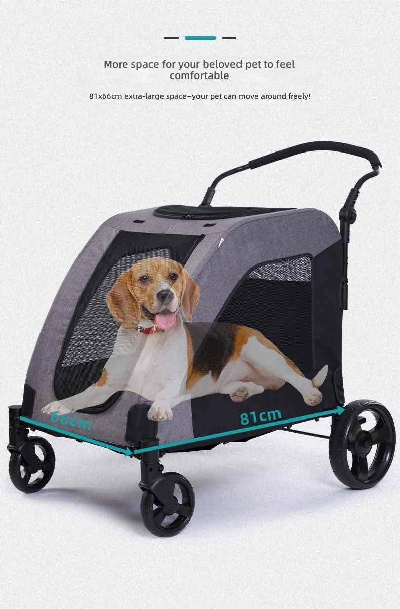 Large High-Capacity Foldable Pet Stroller for Injured & Elderly Cats & Dogs