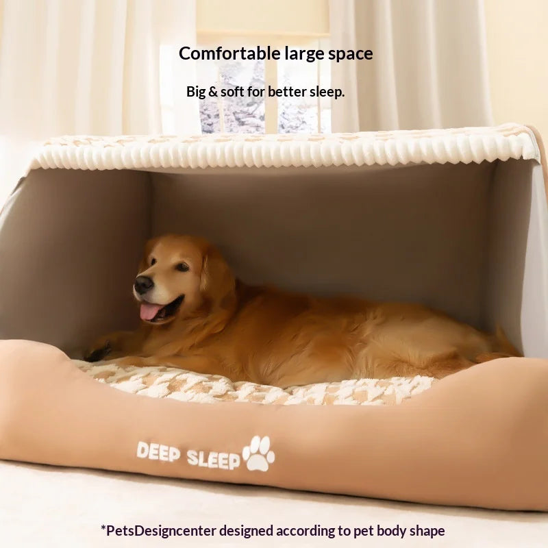 Quilted Winter Dog Den Bed