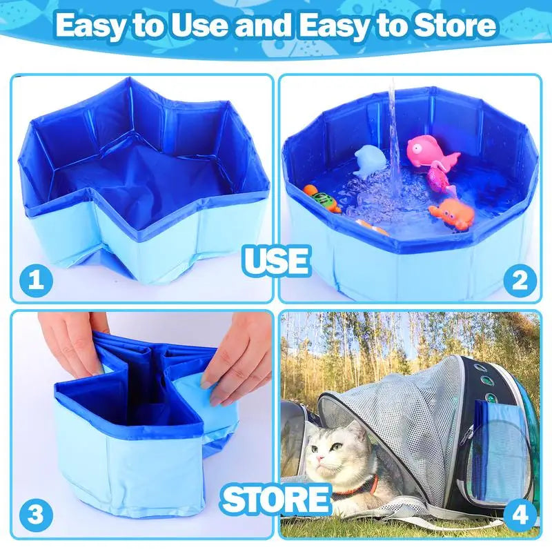 Portable Cat Pool Water Toy with Fish — Interactive Splash Toy for Indoor Cats