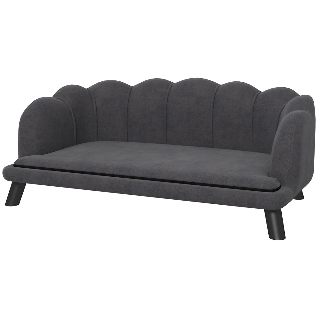 Pearl Design Pet Sofa with Solid Wood Legs, Charcoal Gray