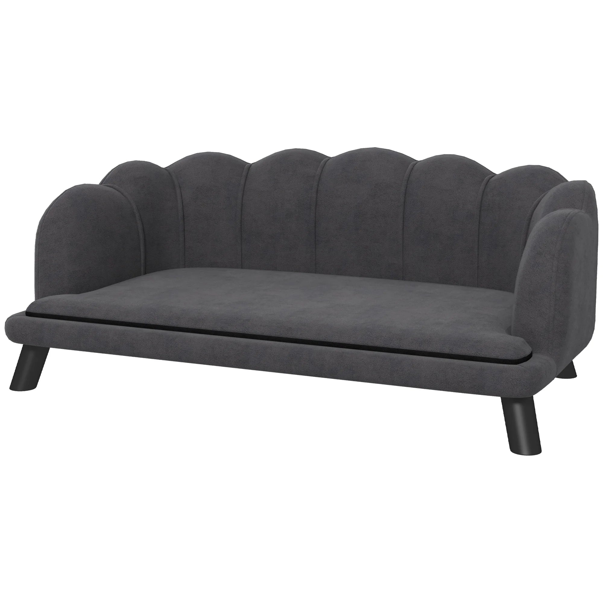 Pearl Design Pet Sofa with Solid Wood Legs, Charcoal Gray