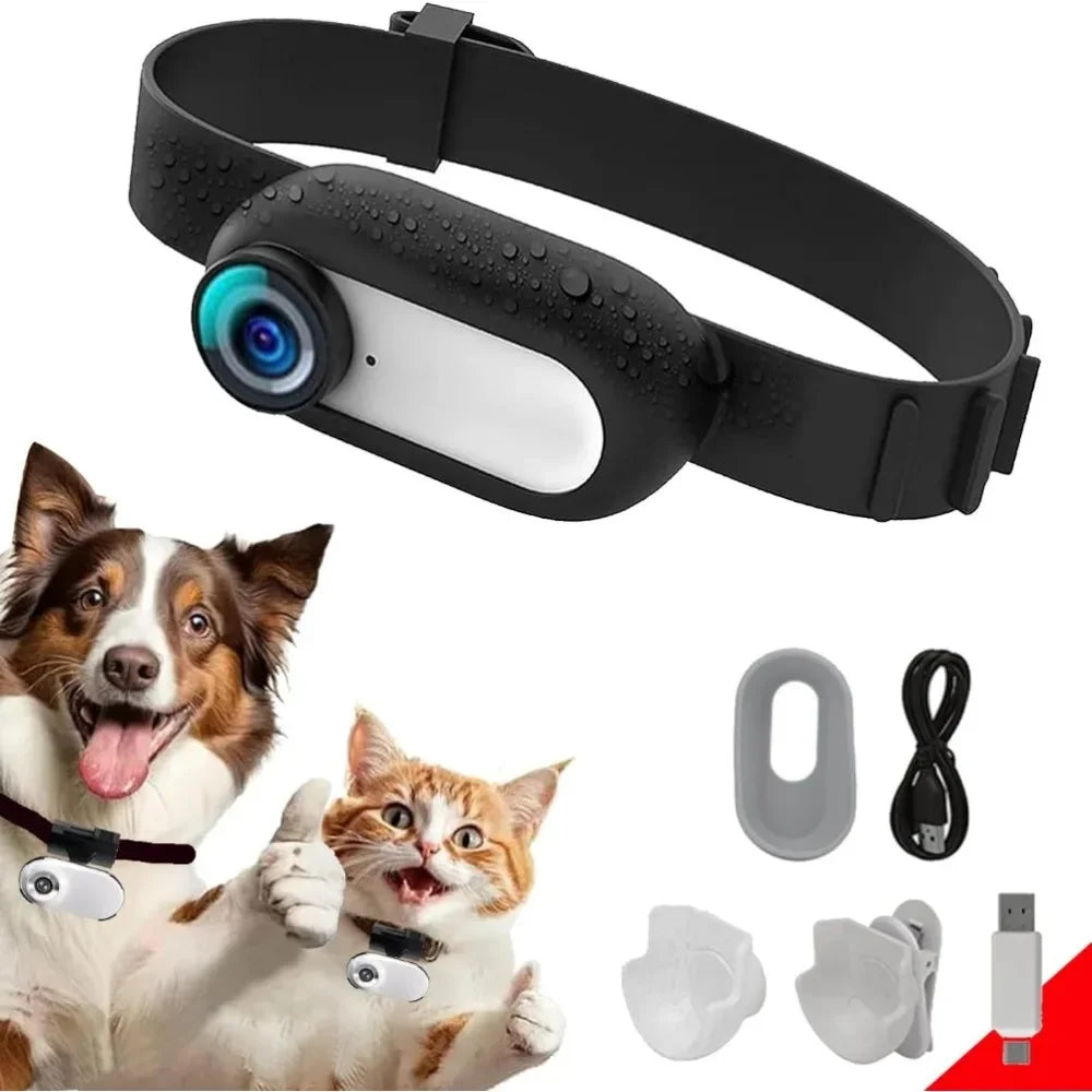 HD 1080P Pet Camera Collar for Dogs & Cats - Wireless Mini Action Cam for Outdoor Use