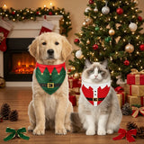 Christmas Santa Elf Bandana Bib for Dogs (Adjustable Triangle)