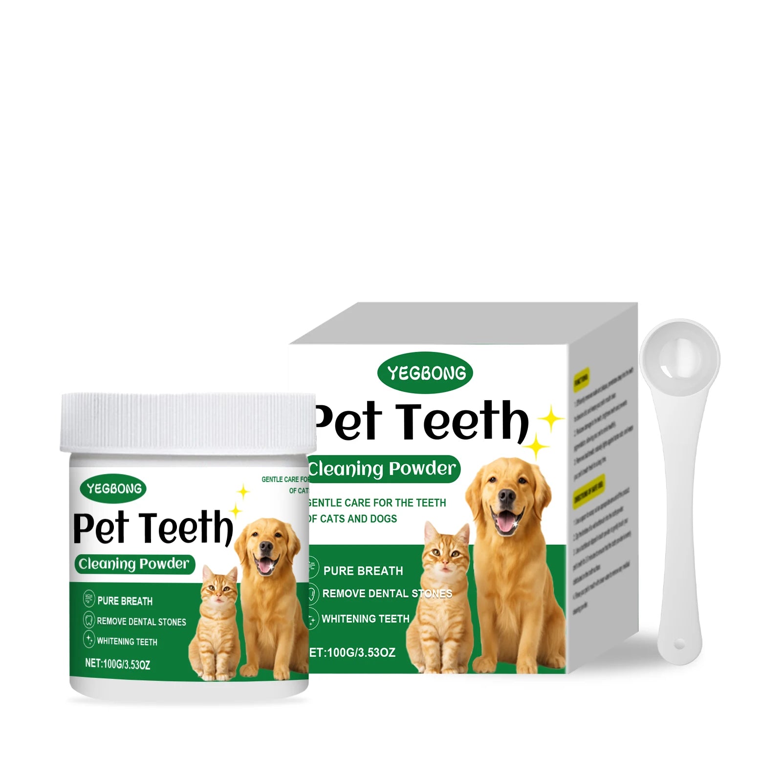 Pet Teeth Cleaning Powder — Reduces Tartar & Freshens Breath, 100g