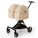 Double-Seat Foldable Pet Stroller for Two Small Dogs with Independent Baskets & Detachable Cat Stroller