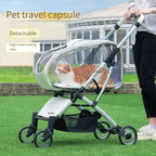 Transparent-Panel Foldable Pet Stroller for Small & Medium Dogs