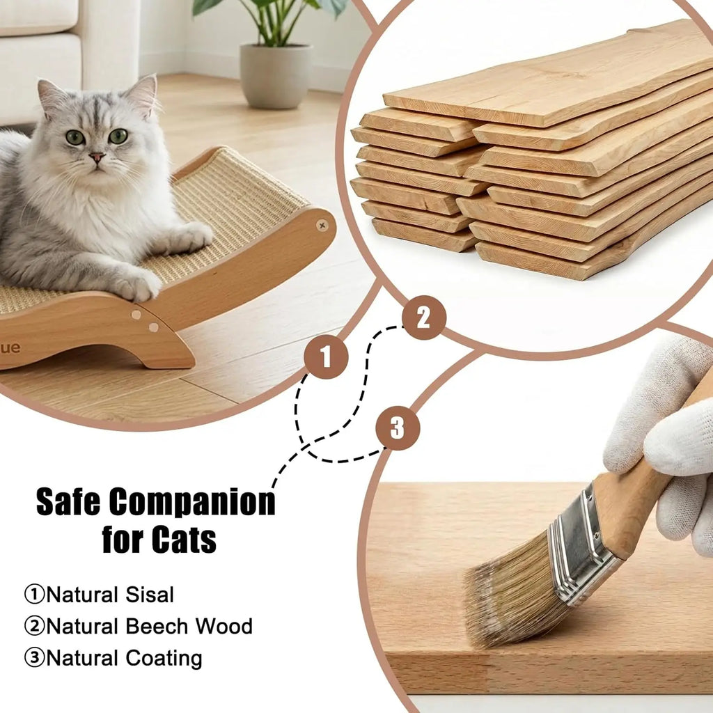 Cat Scratcher Lounge with Sisal Pad & Wooden Hammock