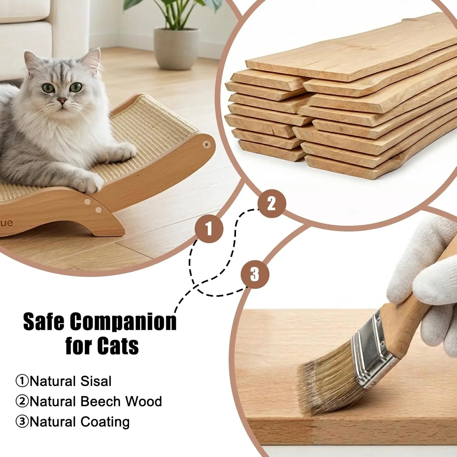 Cat Scratcher Lounge with Sisal Pad & Wooden Hammock