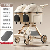 Twin Cabin Double Layer Pet Stroller for Small Medium Dogs Cats Lightweight Foldable Double Pet Cart Outdoor Walking