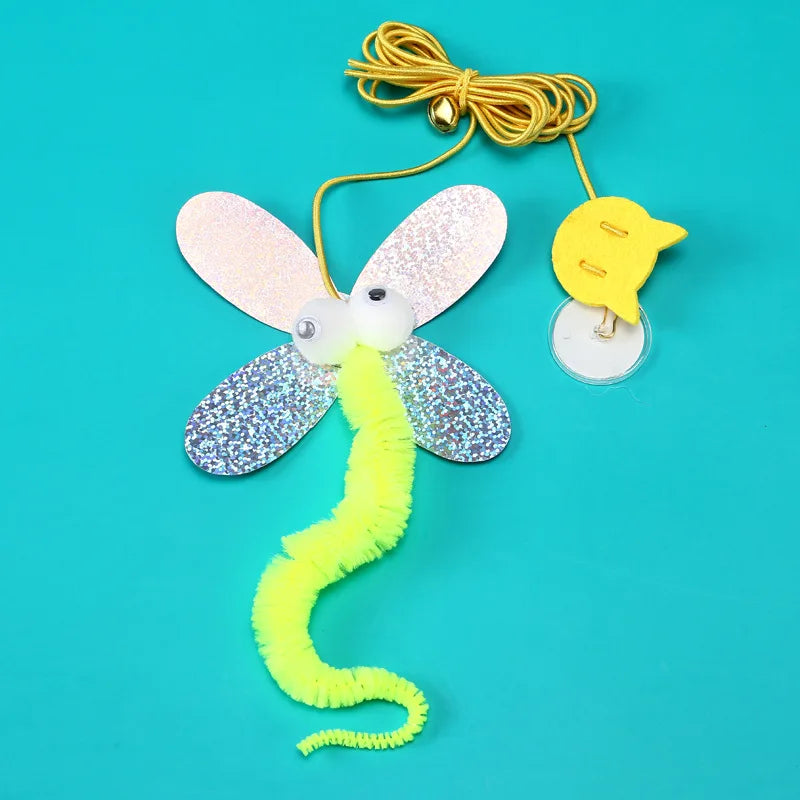 Hanging Cat Toy with Telescoping Rope & Feather — Interactive Kitten Scratch & Play Simulation Toy