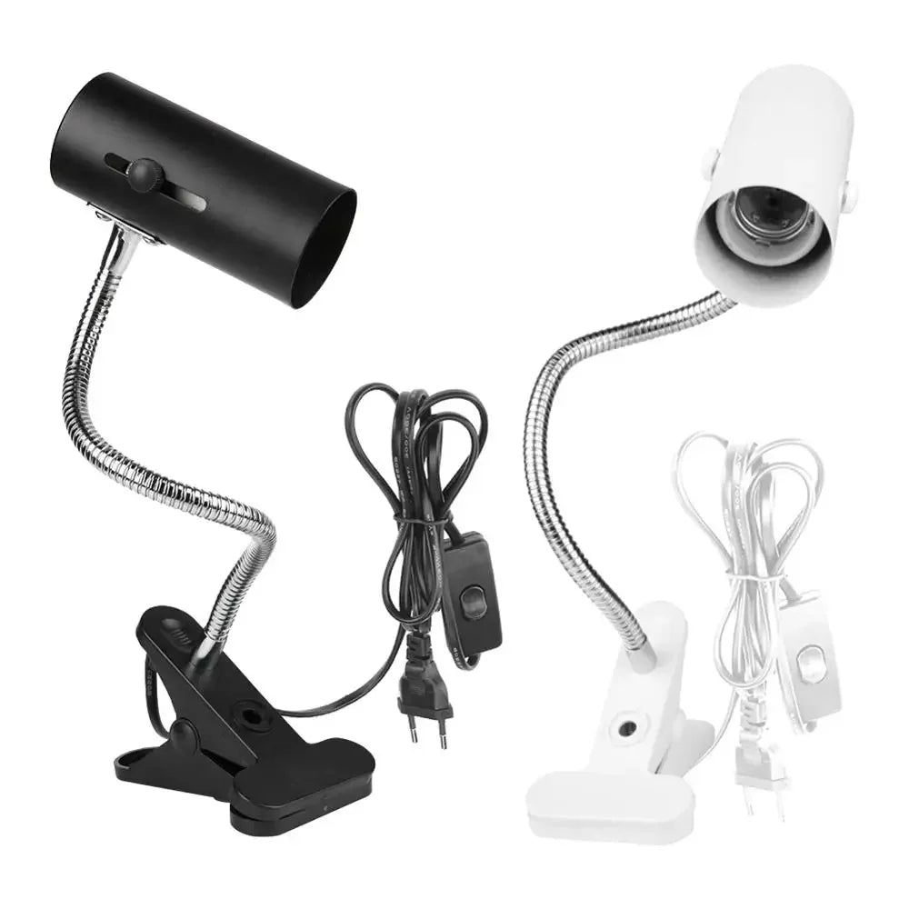 360° Rotating E27 Lamp Holder — Clip-On Reptile Heat & UV Fixture