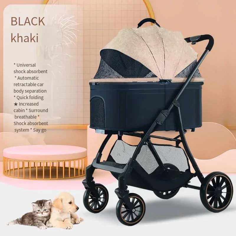 Detachable Foldable Lightweight Pet Stroller for Dogs & Cats — Portable Walking Cart for Teddy Breeds