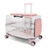 2026 Large Capacity Transparent Pet Suitcase Portable Stroller Double Medium To Large Pets Cat Outdoor Travel Bag