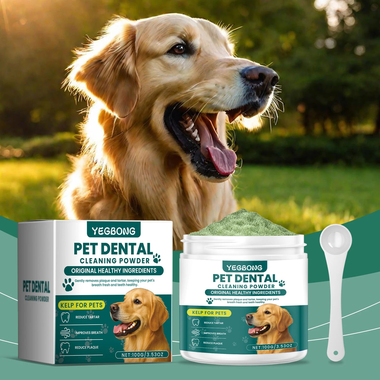 Pet Teeth Cleaning Powder — Reduces Tartar & Freshens Breath, 100g
