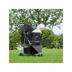 Lightweight 3-Wheel Pet Stroller with Storage Basket, Cup Holder & Breathable Mesh for Cats & Dogs