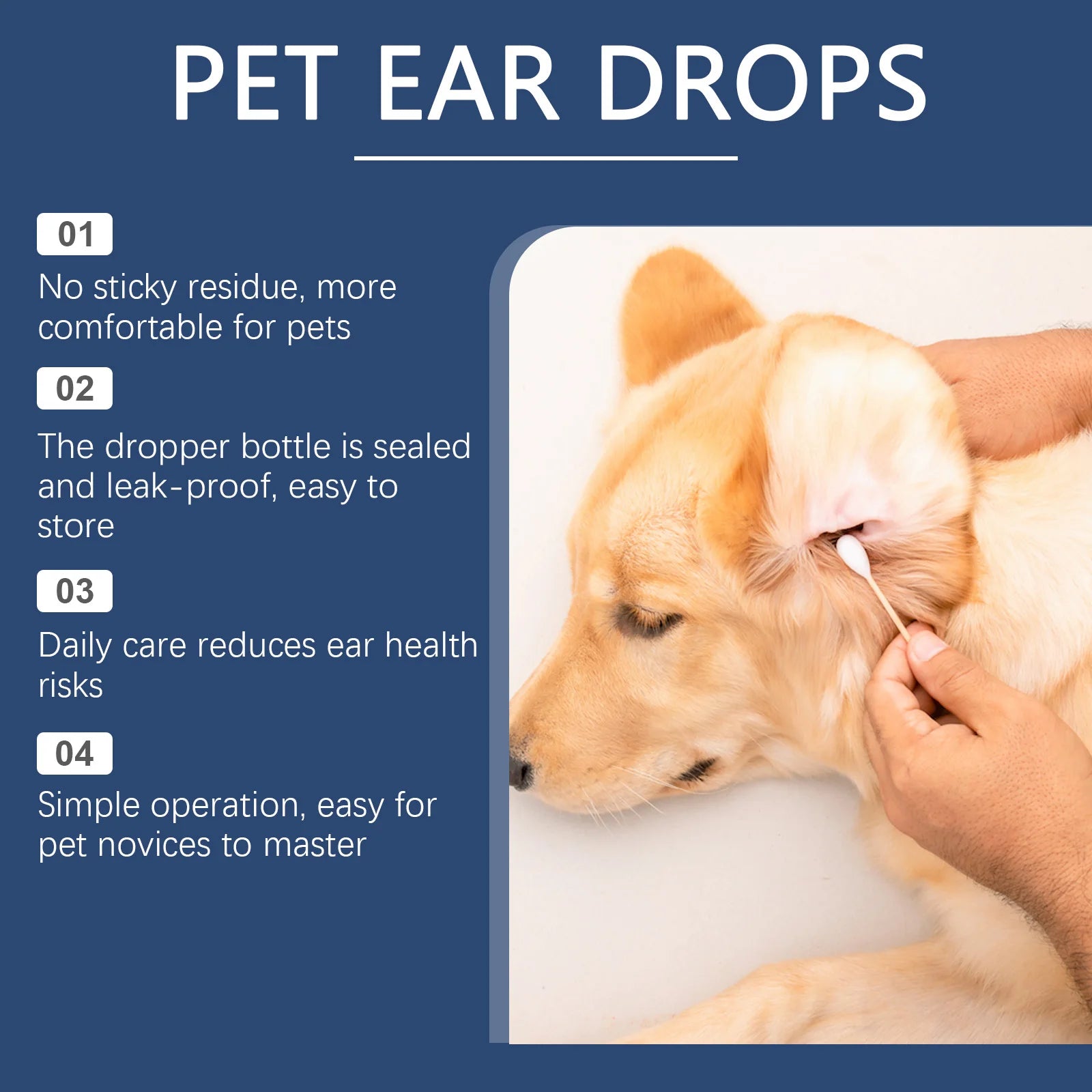 Pet Ear Cleaner Drops — Removes Mites, Wax & Odor, 60ml