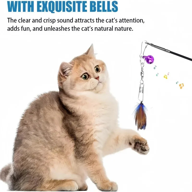 5/10-Pack Fly-Shape Teaser Stick Replacement Heads — Bell & Feather Cat Wand Attachments