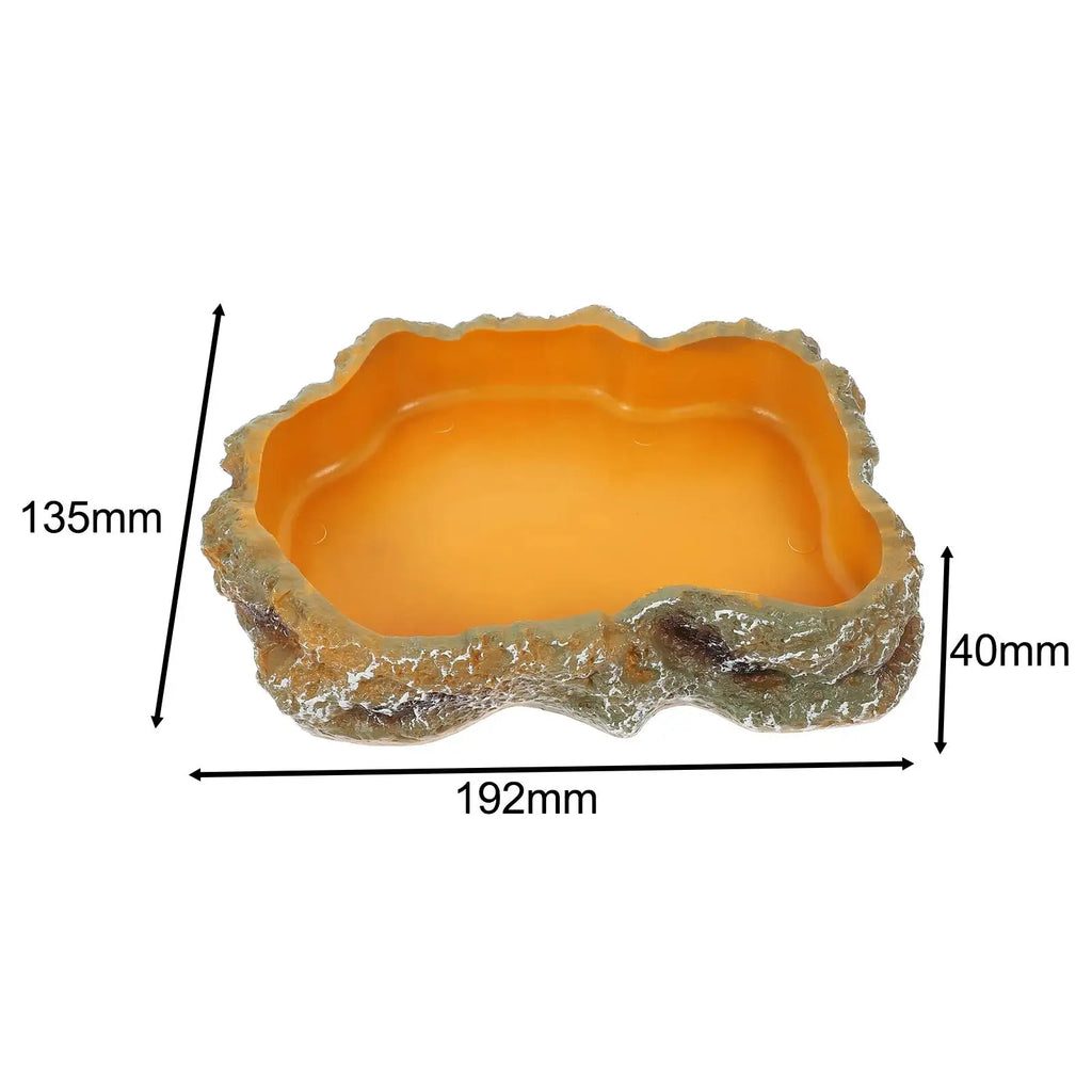 Resin Rock Terrarium Water & Food Bowl — Natural-Look Reptile Feeder