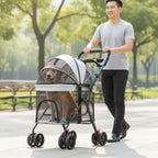 Multi-Purpose Easy-Fold Pet Stroller with Sturdy Frame & Mesh Ventilation — Outdoor Walk Carrier for Dogs & Cats