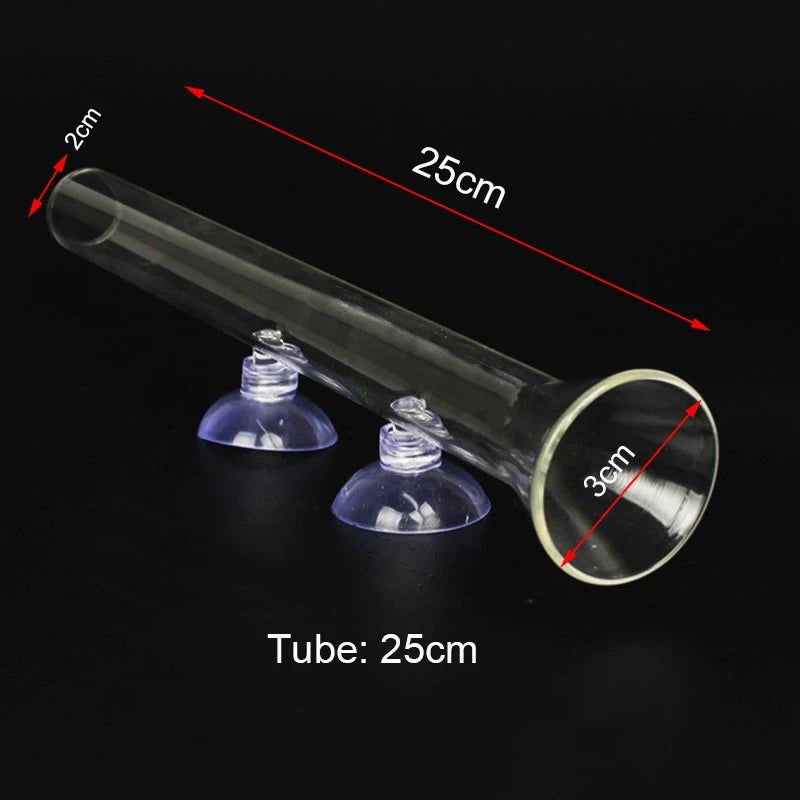 Glass Aquarium Shrimp Feeder Bowl & Tube (Transparent, Food Dish)