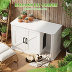 Side-Entry Wooden Cat Litter Box Cabinet with Double Doors
