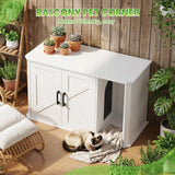 Side-Entry Wooden Cat Litter Box Cabinet with Double Doors