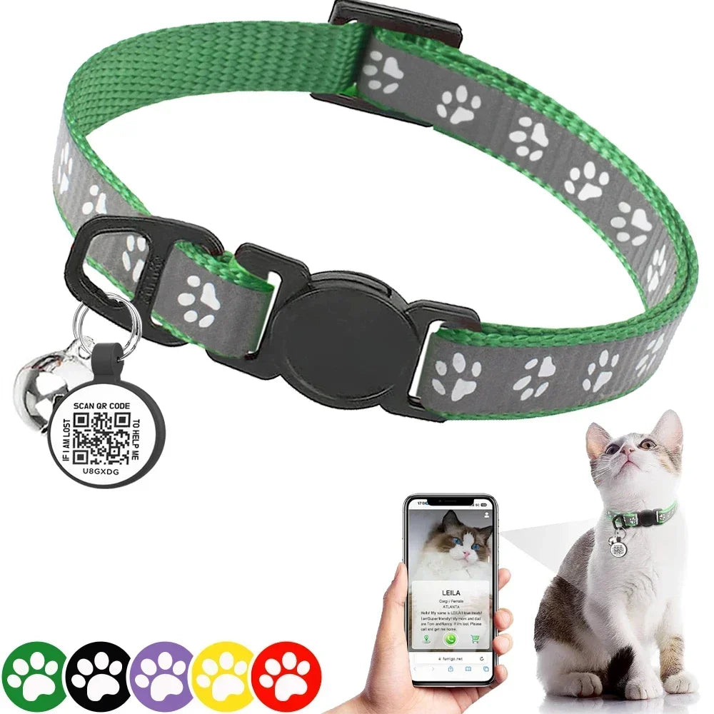 Reflective Cat Collar with QR Code ID Tag