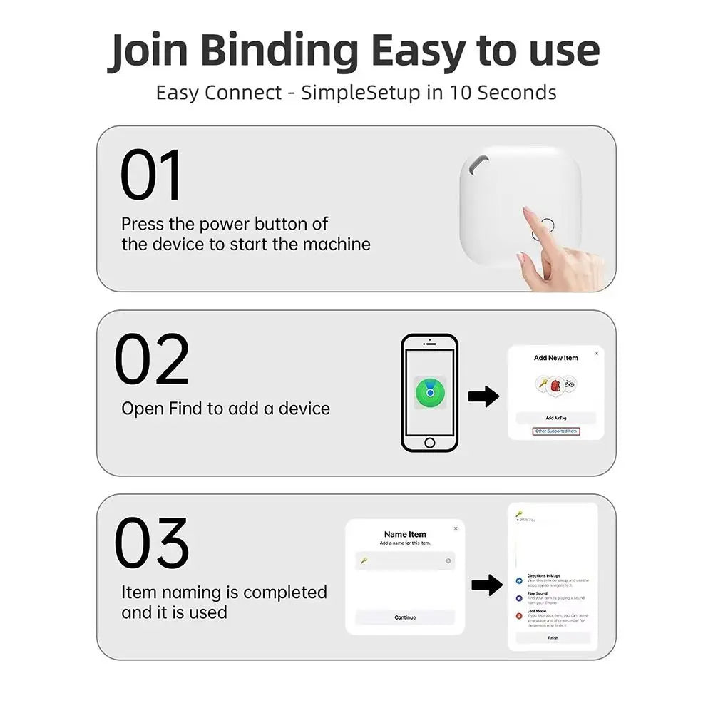 Wireless Smart Mini Tag Tracker for Pets - Find My App with Message Reminders
