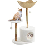 Multi-Level Cat Tree with Wicker Basket Bed & Scratching Post