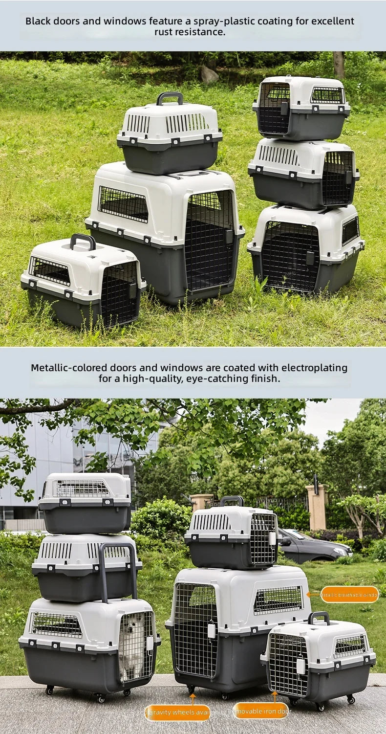 Large Airline-Approved PP Hard-Shell Pet Travel Crate & Portable Kennel for Cats & Dogs